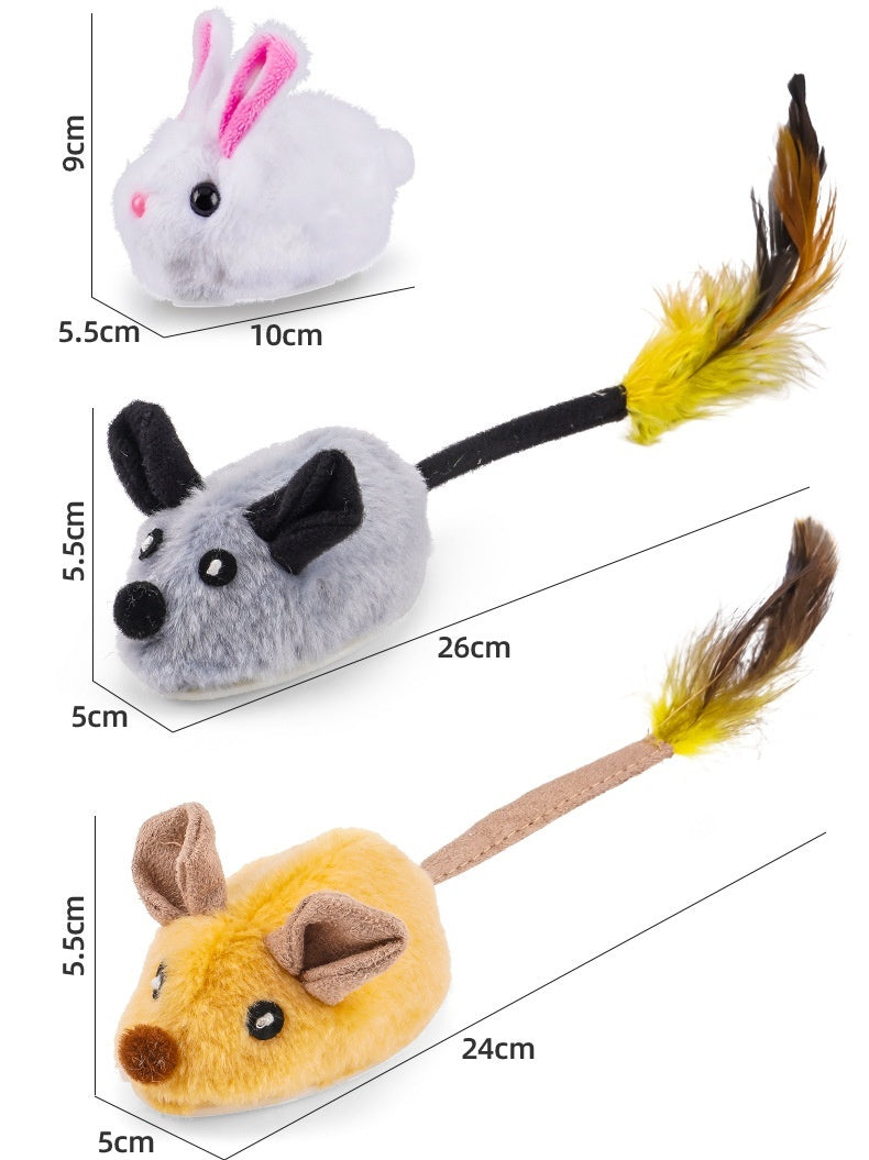 HKM-4822717 Rechargeable Plush Smart Mouse Cat Toy with Simulation Sounds for Boredom Relief