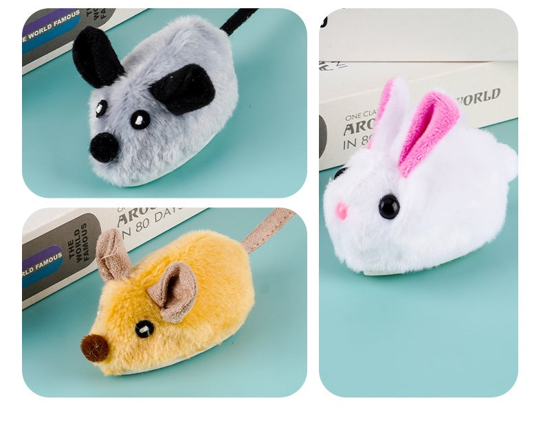 HKM-4822717 Rechargeable Plush Smart Mouse Cat Toy with Simulation Sounds for Boredom Relief