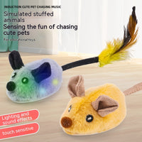 HKM-4822717 Rechargeable Plush Smart Mouse Cat Toy with Simulation Sounds for Boredom Relief