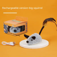 HKM-4822717 Rechargeable Plush Smart Mouse Cat Toy with Simulation Sounds for Boredom Relief