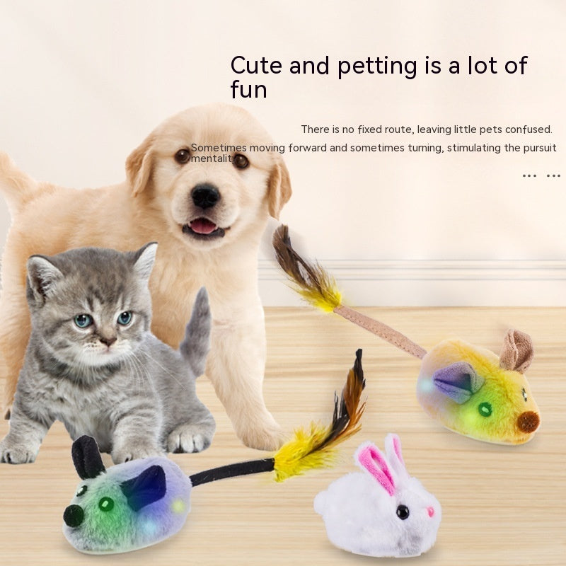 HKM-4822717 Rechargeable Plush Smart Mouse Cat Toy with Simulation Sounds for Boredom Relief