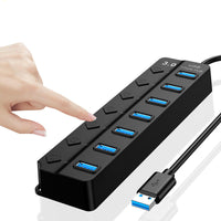 HKM-482323 7-Port USB 3.0 Hub with External Power Supply for High-Speed Connectivity
