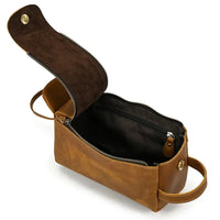 HKM-482323 Retro Large Capacity Cowhide Leather Wash Bag for Men and Women