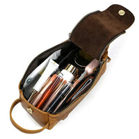 HKM-482323 Retro Large Capacity Cowhide Leather Wash Bag for Men and Women