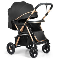 HKM-482451 Lightweight Reversible Handle Baby Stroller with Canopy and Large Storage Basket