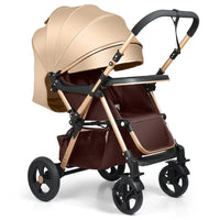 HKM-482451 Lightweight Reversible Handle Baby Stroller with Canopy and Large Storage Basket