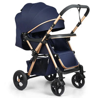 HKM-482451 Lightweight Reversible Handle Baby Stroller with Canopy and Large Storage Basket