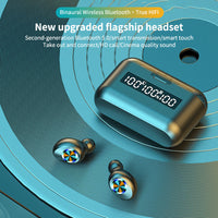 HKM-482451 Touch-Controlled In-Ear Bluetooth Headset with Battery Level Display - Black/White