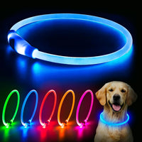 HKM-4825149 LED Dog Collar - Rechargeable Glow in the Dark Safety Necklace for Pets, Adjustable Fit, USB Charging