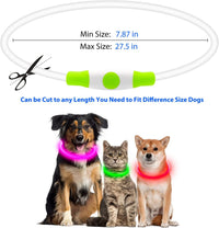 HKM-4825149 LED Dog Collar - Rechargeable Glow in the Dark Safety Necklace for Pets, Adjustable Fit, USB Charging