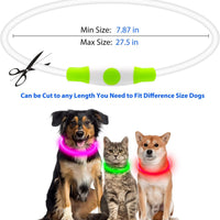 HKM-4825149 LED Dog Collar - Rechargeable Glow in the Dark Safety Necklace for Pets, Adjustable Fit, USB Charging