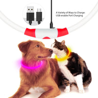 HKM-4825149 LED Dog Collar - Rechargeable Glow in the Dark Safety Necklace for Pets, Adjustable Fit, USB Charging