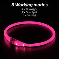 HKM-4825149 LED Dog Collar - Rechargeable Glow in the Dark Safety Necklace for Pets, Adjustable Fit, USB Charging