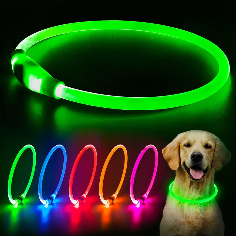 HKM-4825149 LED Dog Collar - Rechargeable Glow in the Dark Safety Necklace for Pets, Adjustable Fit, USB Charging