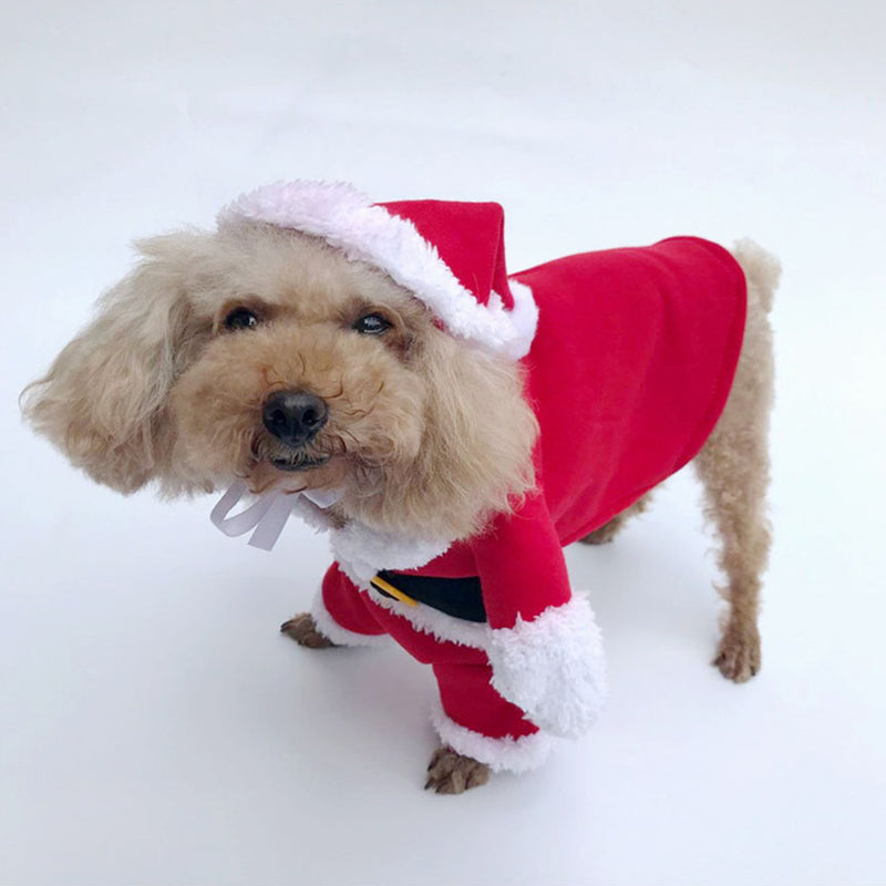 HKM-4826045 Santa Claus Transformation Costume for Pets - Casual Red Outfit in Sizes 8-16