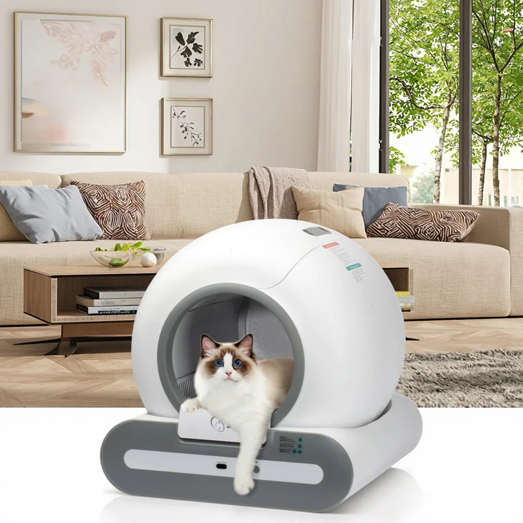 HKM-482707 Intelligent Self-Cleaning Cat Litter Box with Smart Monitoring and Eco-Friendly Design, 65L Capacity