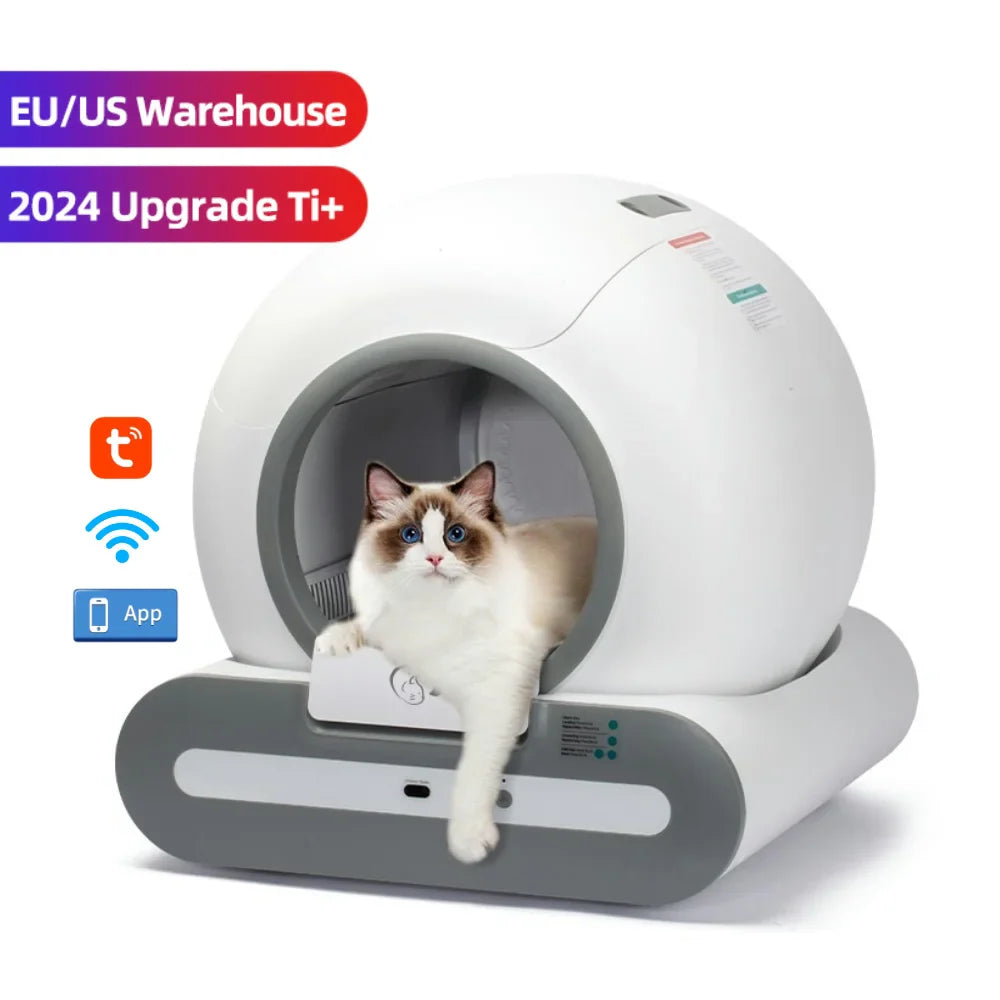 HKM-482707 Intelligent Self-Cleaning Cat Litter Box with Smart Monitoring and Eco-Friendly Design, 65L Capacity