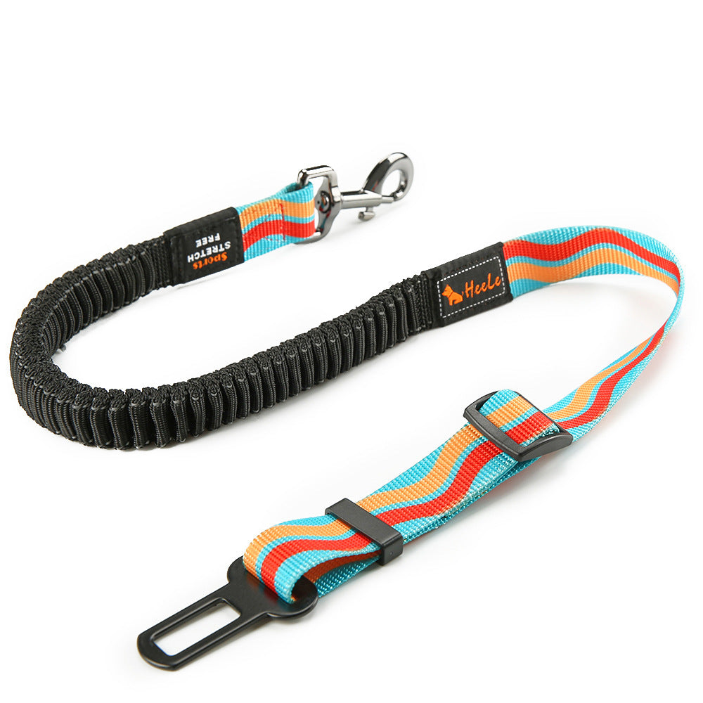 HKM-4827453 Pet Safety Seat Belt for Car - Adjustable Nylon Webbing with Reflective Strip - 76CM to 148CM Length Options