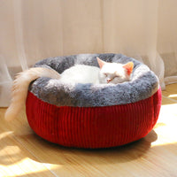 HKM-4827709 Cozy Semi-Enclosed Cat Bed with Blanket - Arctic Fleece & Flannel