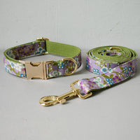 HKM-4829629 Purple Cotton Dog Leash and Collar Set with Bows ¨C Fashionable and Simple Design
