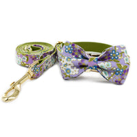 HKM-4829629 Purple Cotton Dog Leash and Collar Set with Bows ¨C Fashionable and Simple Design