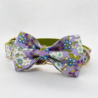 HKM-4829629 Purple Cotton Dog Leash and Collar Set with Bows ¨C Fashionable and Simple Design