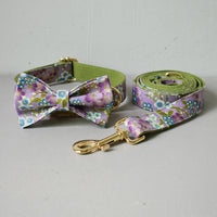 HKM-4829629 Purple Cotton Dog Leash and Collar Set with Bows ¨C Fashionable and Simple Design
