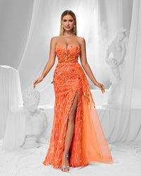 HKM-482963 Elegant Orange Evening Gown for Women - Model EZ25150