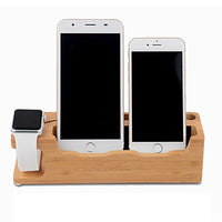 HKM-482963 Wooden Phone Charging Station in Carbonized Bamboo - Compact Holder for Convenient Device Charging
