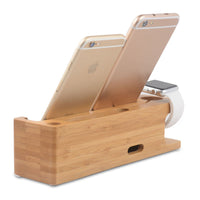 HKM-482963 Wooden Phone Charging Station in Carbonized Bamboo - Compact Holder for Convenient Device Charging