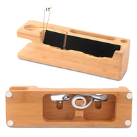 HKM-482963 Wooden Phone Charging Station in Carbonized Bamboo - Compact Holder for Convenient Device Charging