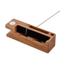 HKM-482963 Wooden Phone Charging Station in Carbonized Bamboo - Compact Holder for Convenient Device Charging