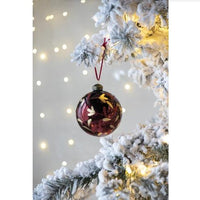 HKM-483027 Glass Christmas Ball Ornaments - Set of 6 Decorative Hanging Ornaments for Holiday Tree Decor, 3.9 inches each