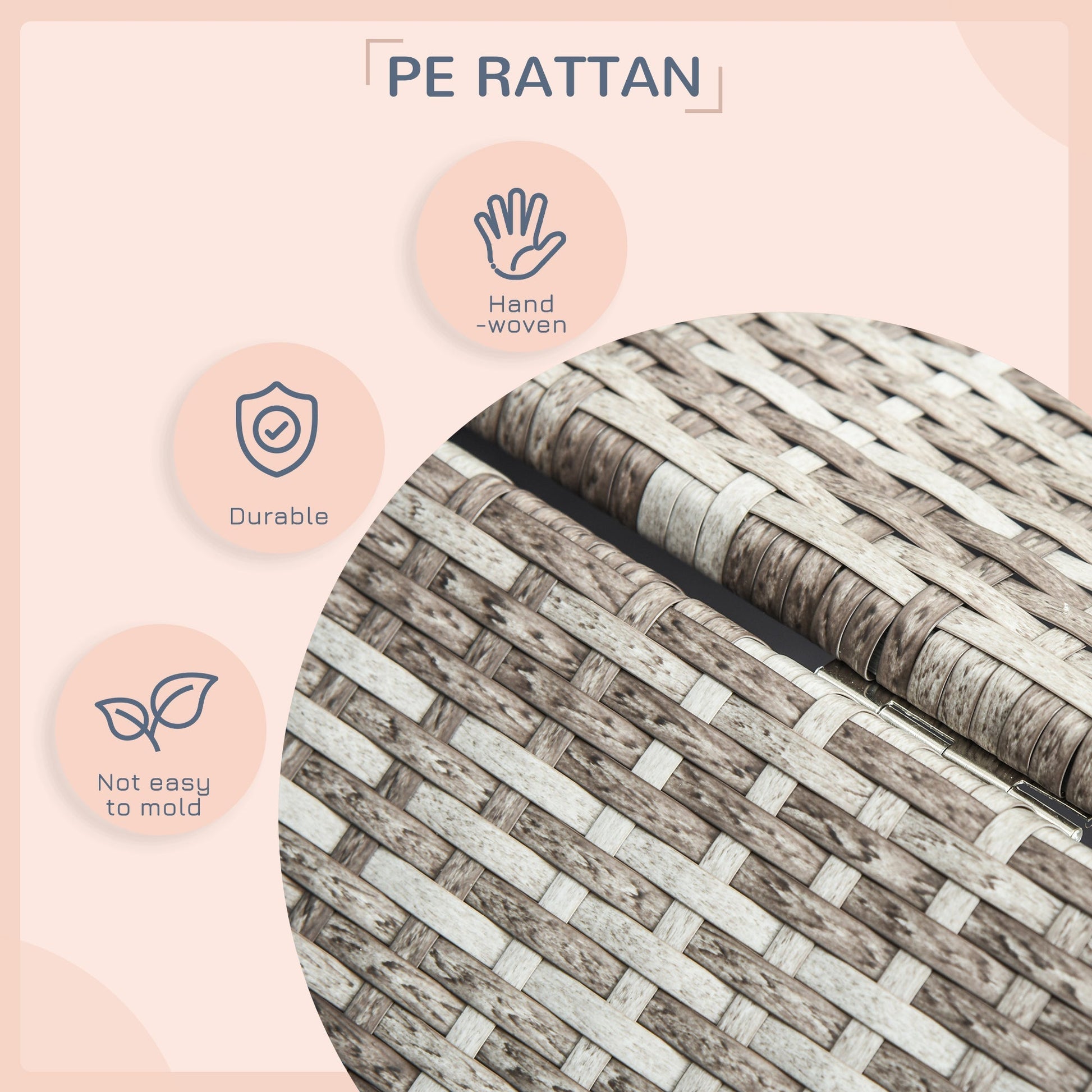 HKM-4832061 Elevated Rattan Dog House with Removable Cushion in Charcoal Gray