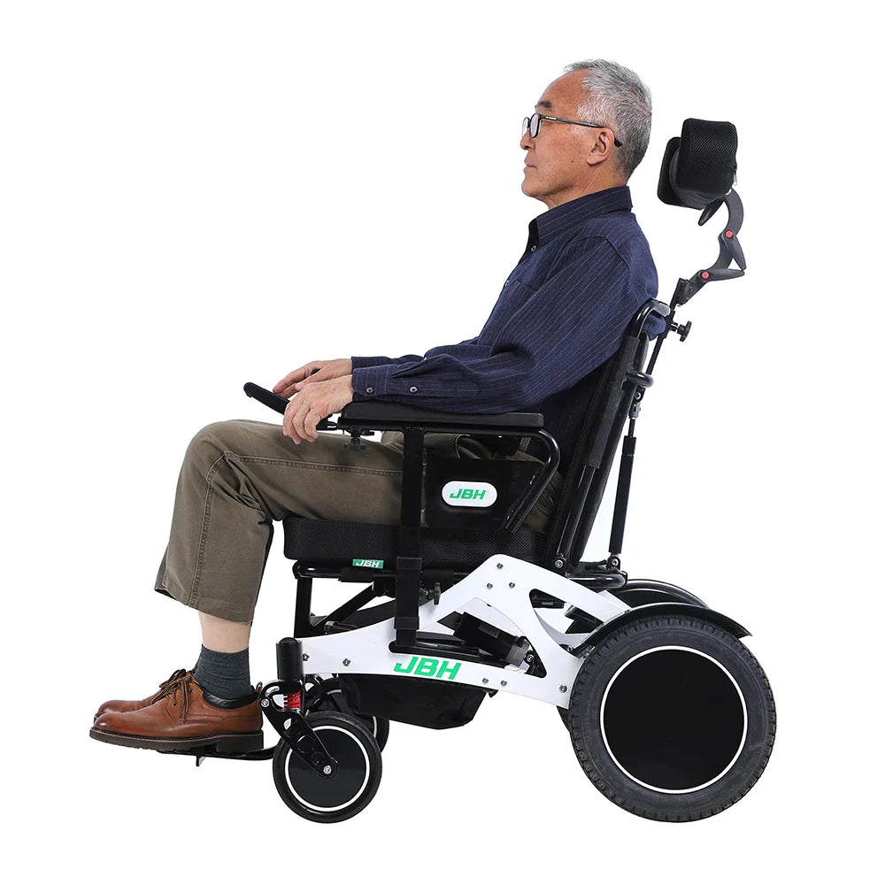 HKM-483283 Comfortable Electric Wheelchair with Aviation Headrest - Foldable Design, 120 kg Capacity