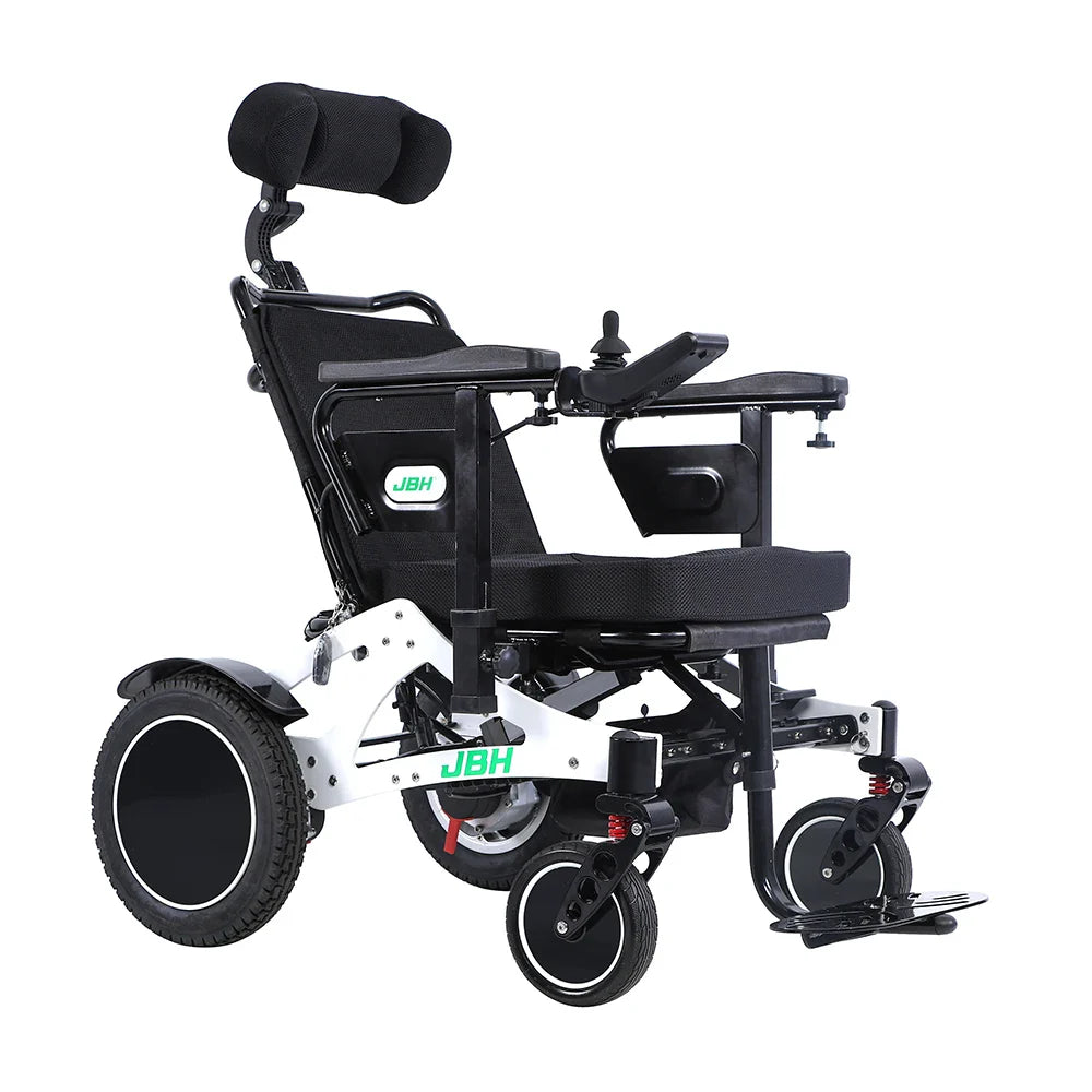 HKM-483283 Comfortable Electric Wheelchair with Aviation Headrest - Foldable Design, 120 kg Capacity