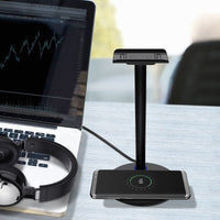 HKM-483283 Wireless Charging Headset Stand with Aluminum & TPU Construction, 5W/7.5W/10W Power Output