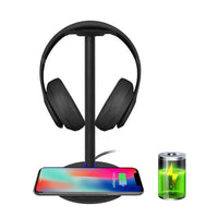 HKM-483283 Wireless Charging Headset Stand with Aluminum & TPU Construction, 5W/7.5W/10W Power Output