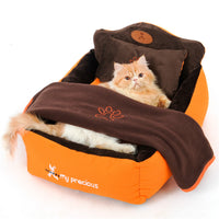 HKM-4833469 Cozy Orange Pet Nest for Cats and Small Dogs - S-58x40x25cm, M-72x55x40cm