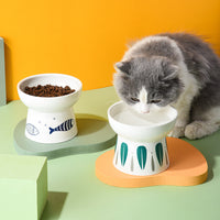 HKM-4833597 Elevated Ceramic Non-Slip Pet Food Bowl for Cats and Dogs - Smooth Glaze, Easy to Clean