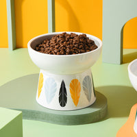 HKM-4833597 Elevated Ceramic Non-Slip Pet Food Bowl for Cats and Dogs - Smooth Glaze, Easy to Clean