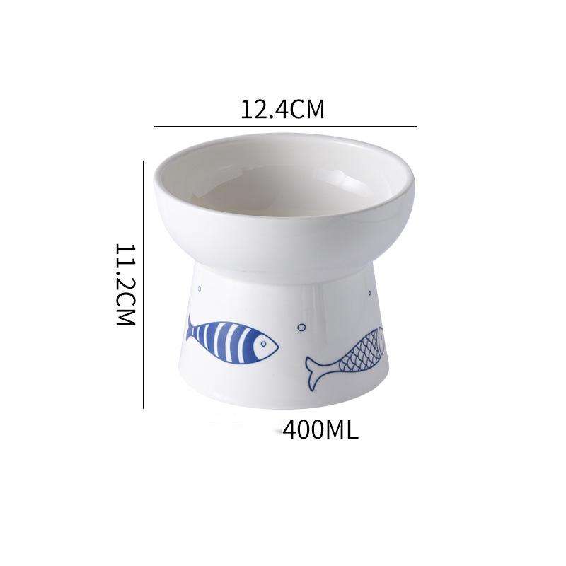 HKM-4833597 Elevated Ceramic Non-Slip Pet Food Bowl for Cats and Dogs - Smooth Glaze, Easy to Clean