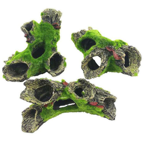 HKM-483411 Aquarium Resin Wood Decoration for Fish Tanks - Flocking Tree Holes Available