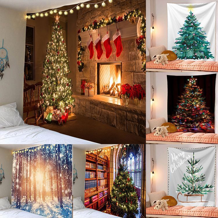 HKM-483475 Christmas Tree Tapestry Tablecloth for Kindergarten - Cartoon Anime Design, Flannel Material, Hand Washable