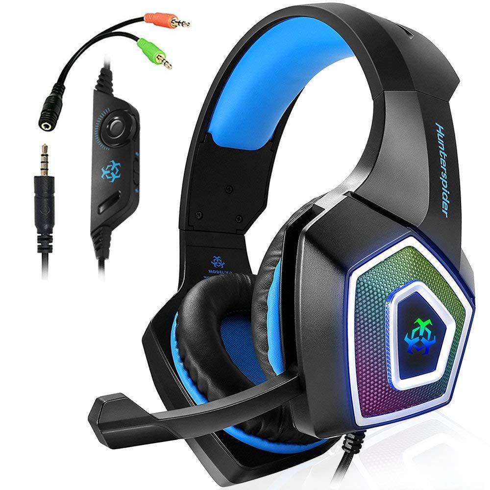 HKM-483475 Wired RGB Gaming Headset with Protein-Like Earmuffs and Adjustable Microphone