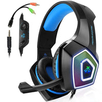HKM-483475 Wired RGB Gaming Headset with Protein-Like Earmuffs and Adjustable Microphone