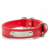 HKM-4835389 Custom PU Leather Dog Collar with Personalized Laser Engraved Pet Tag - Adjustable, Solid Design for All Seasons