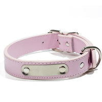 HKM-4835389 Custom PU Leather Dog Collar with Personalized Laser Engraved Pet Tag - Adjustable, Solid Design for All Seasons