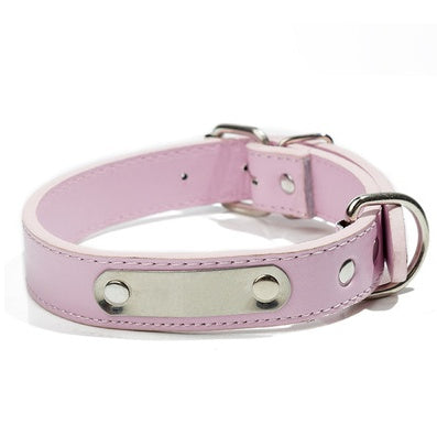 HKM-4835389 Custom PU Leather Dog Collar with Personalized Laser Engraved Pet Tag - Adjustable, Solid Design for All Seasons