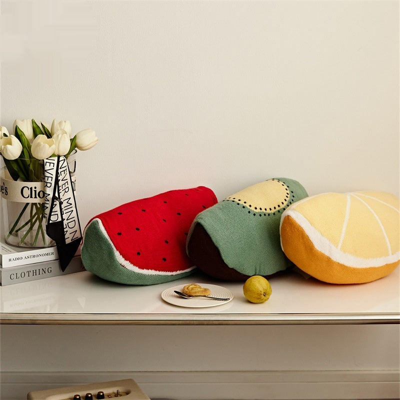 HKM-483539 Watermelon Avocado Cartoon Knitted Doll Pillow Cushion 20x40CM